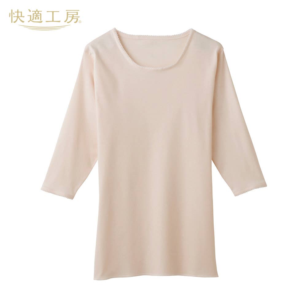 丸首七分袖スリーマー(レースあり)【まとめ買い割対象】